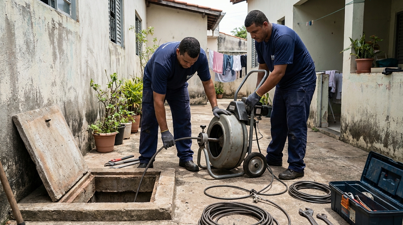 Desentupimento de Coluna Sanitária no Caimbé, Boa Vista‑RR